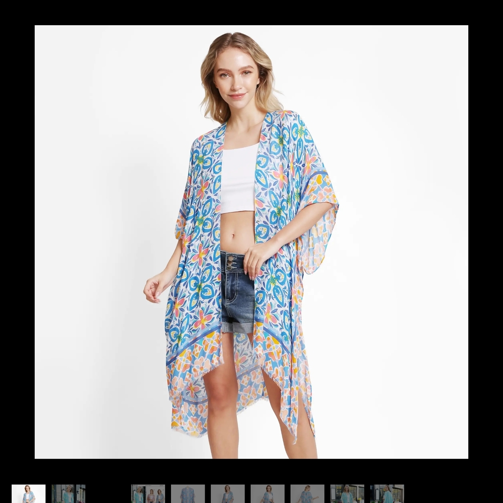 Floral Blue Kimono